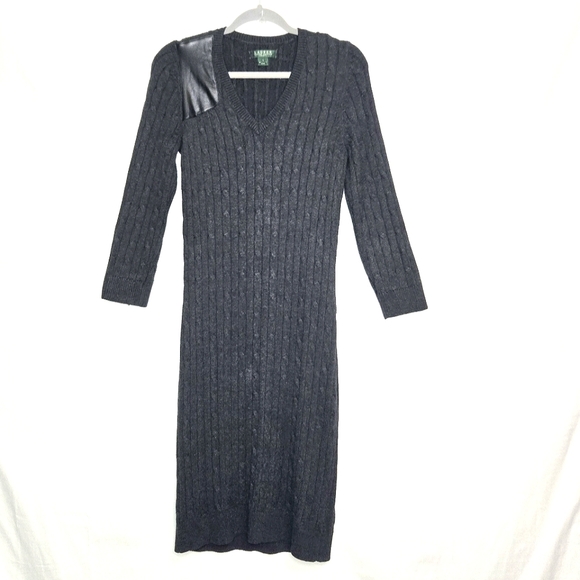 Ralph Lauren Cable Knit Sweater Dress. Gray/black. Large - Picture 1 of 12